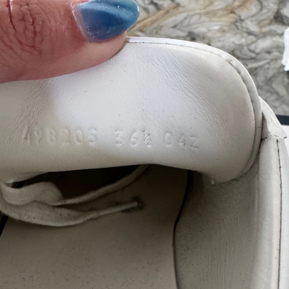 Gucci White Embroidered Bee & Star Sneakers w/ Beige Red & Blue Stripe size 6.5 - Picture 5 of 6